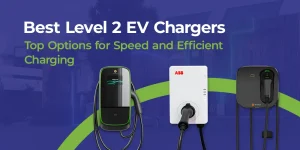 Three different level 2 EV chargers are displayed